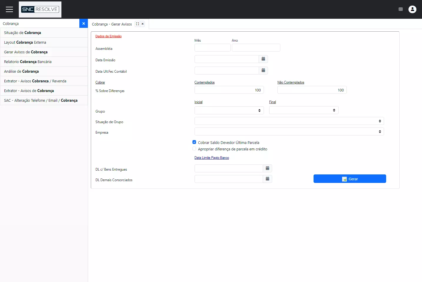 Sistema de Cobrança