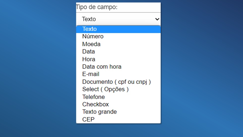 Diversos tipos de campos